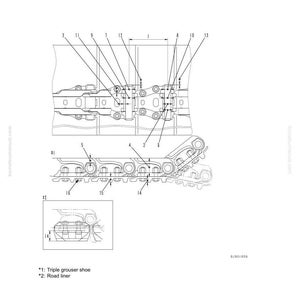 Puede incluir: Diagrama t&eacute;cnico de un zapato de triple garra y revestimiento de carretera, modelo MX502. El diagrama muestra componentes mec&aacute;nicos detallados con etiquetas y medidas. La imagen incluye texto: Estructura, Funci&oacute;n y Est&aacute;ndar de Mantenimiento.
