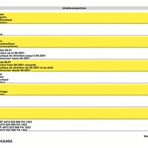Puede incluir: Una p&aacute;gina de manual con un &iacute;ndice en varios idiomas, incluyendo ingl&eacute;s, alem&aacute;n, franc&eacute;s y espa&ntilde;ol. El texto es negro sobre fondo blanco, con secciones resaltadas en amarillo.