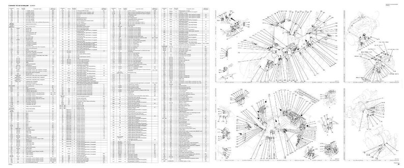K&ouml;nnte beinhalten: Eine detaillierte technische Zeichnung mit mehreren Textspalten und verschiedenen Explosionszeichnungen. Die Diagramme zeigen verschiedene mechanische Komponenten und ihre Beziehungen, mit Linien und Beschriftungen.