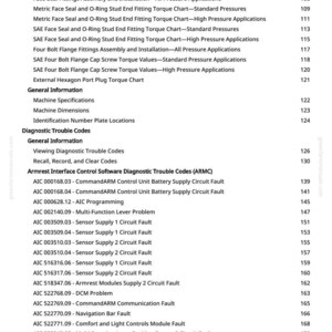 May include: A detailed technical manual page with a white background, listing references for technical information, general information, and diagnostic trouble codes. The page includes various charts and specifications for automotive systems.
