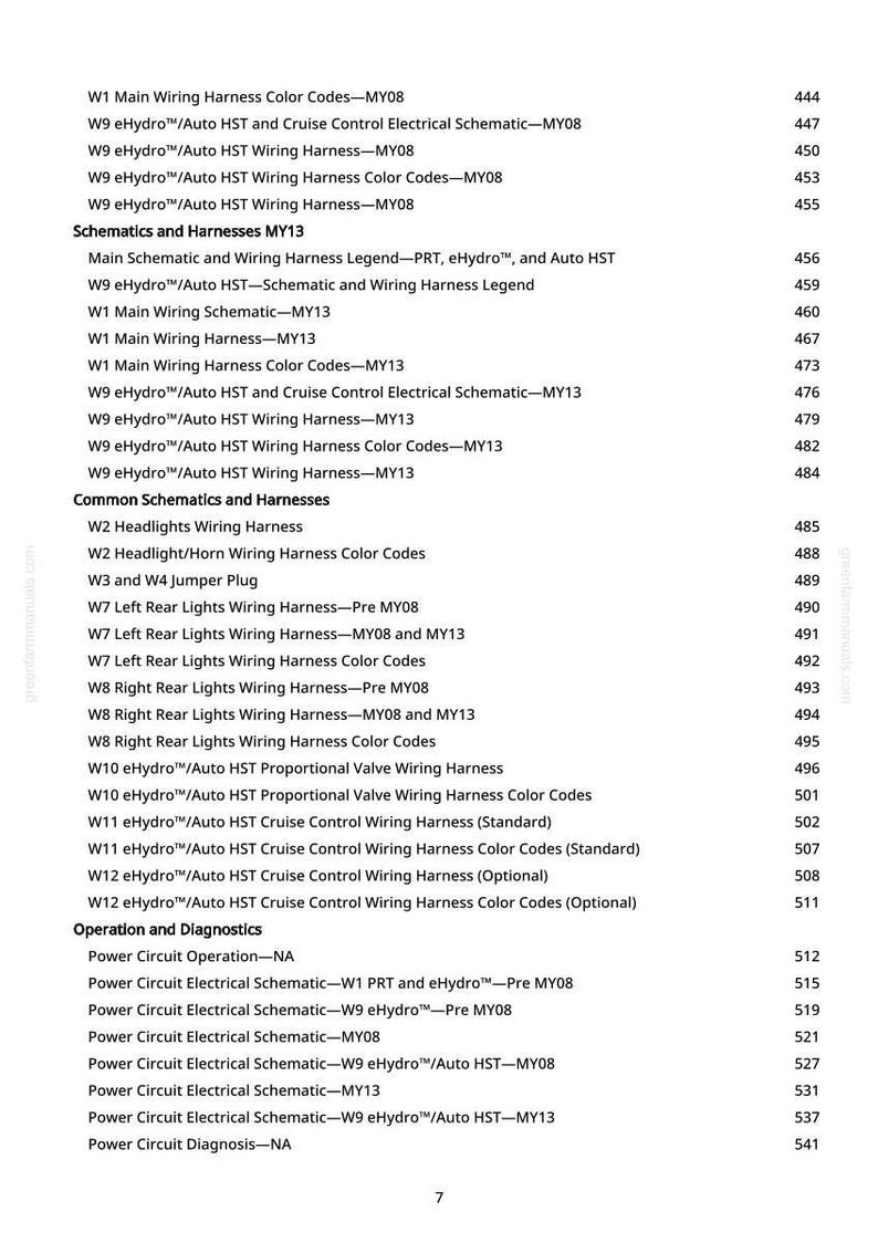 May include: A page from a manual detailing schematics and wiring harnesses. The text lists various wiring harness codes, schematics, and diagnostic information, with page numbers on the right-hand side.