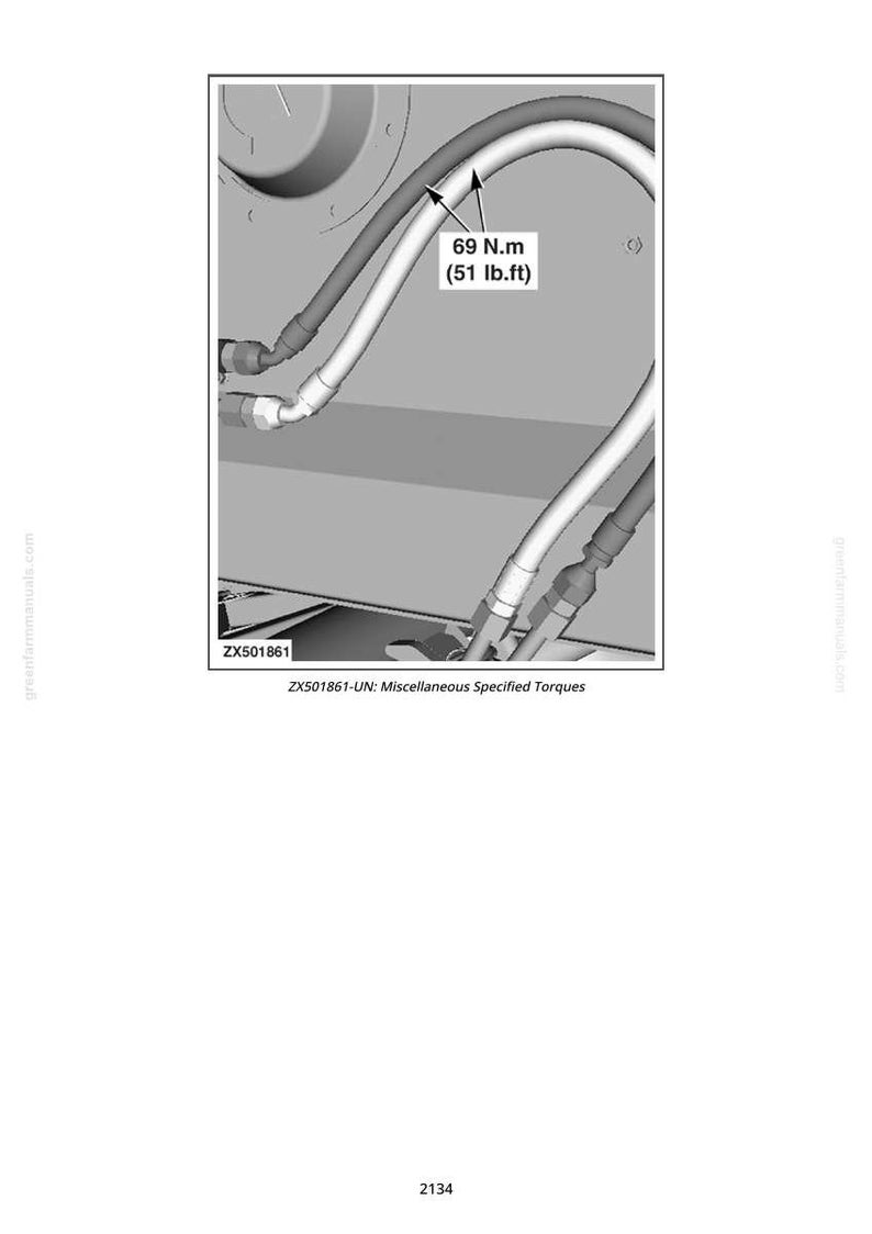 May include: Diagram of automotive components with a torque specification of 69 N.m (51 lb.ft) indicated by an arrow. The image includes the text "ZX501861-UN: Miscellaneous Specified Torques."