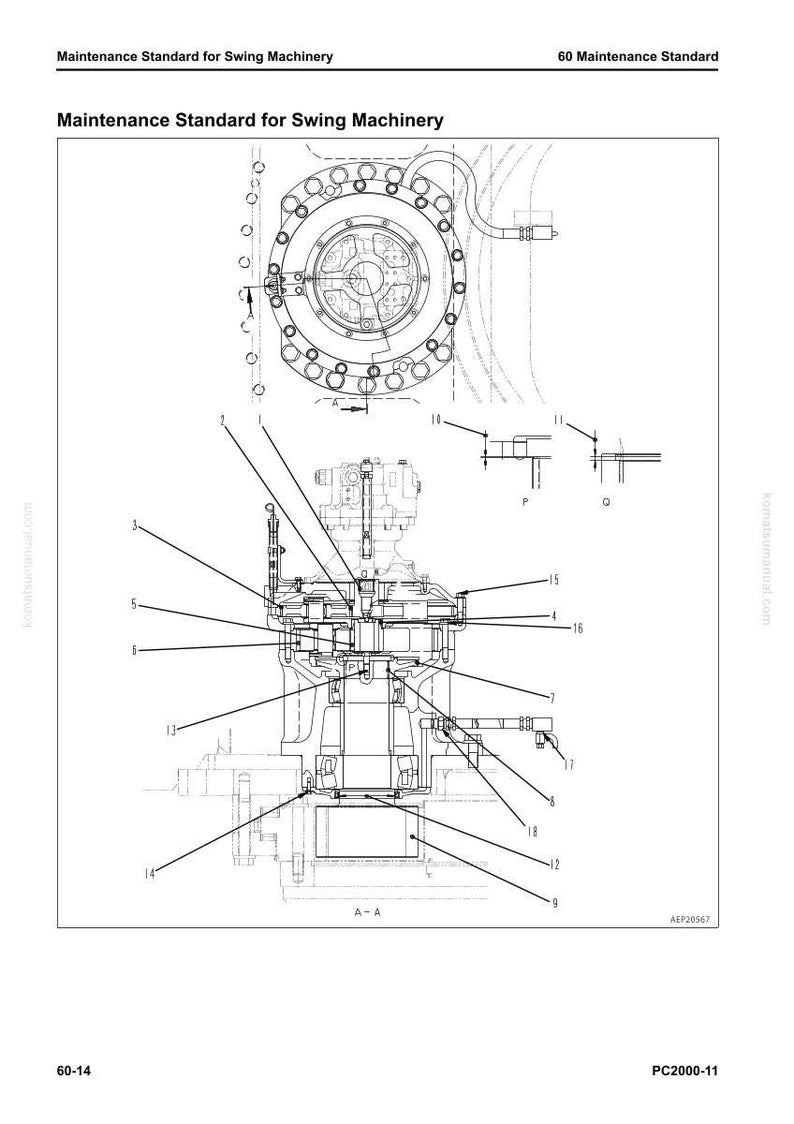 May include: Diagram of swing machinery maintenance standards, with detailed mechanical components labeled. The image includes text: "Maintenance Standard for Swing Machinery" and "60 Maintenance Standard". The diagram is a technical illustration.