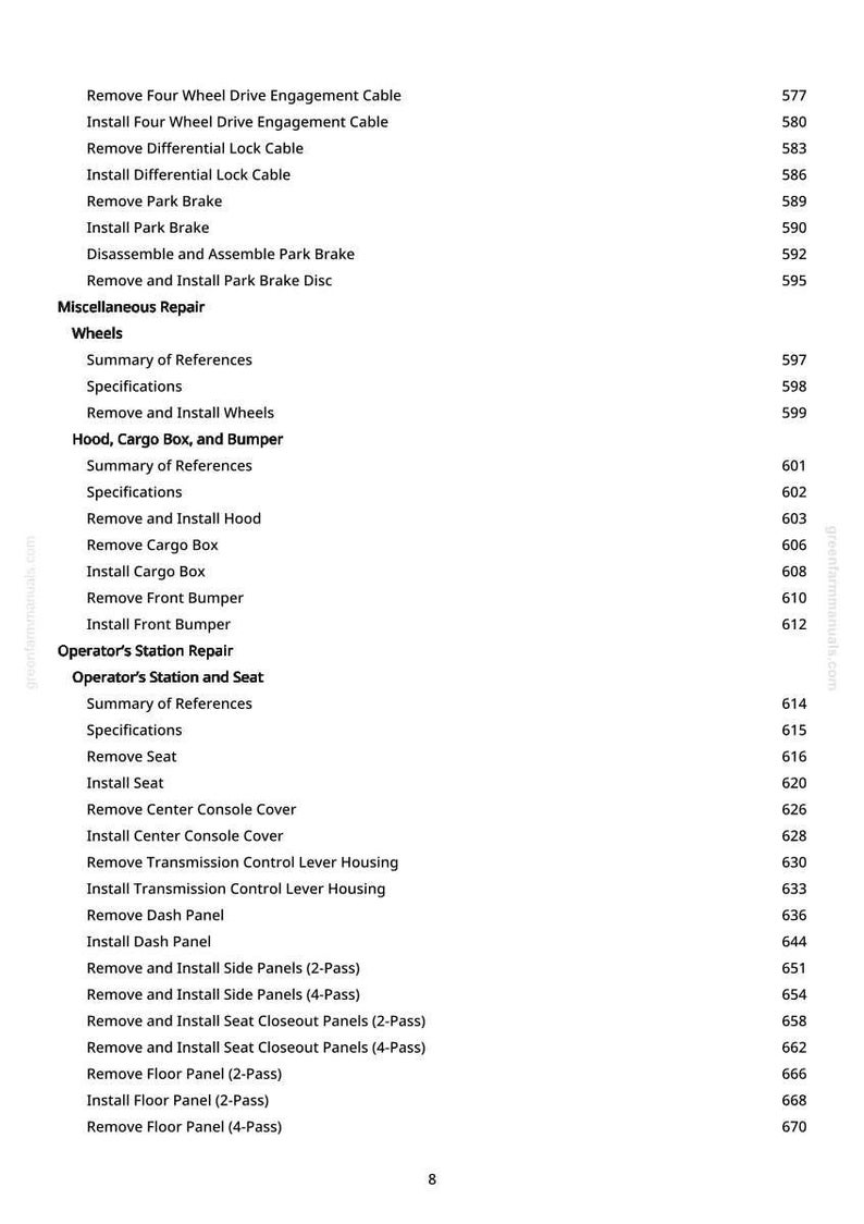 May include: A page from a manual with a list of automotive repair procedures, including removing and installing various components like cables, brakes, and panels. The text is black on a white background.