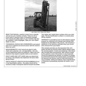 May include: A black and white image of a John Deere R310 Rotary Disc Mower manual. The manual includes safety information, warranty details, and instructions for operation and maintenance. The cover features a tractor and mower in a field.
