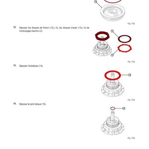 May include: Diagram of mechanical components with labels and illustrations. The image includes a piston, friction discs, and O-rings, with the text "M&Eacute;THODE D'INTERVENTION" at the top. The diagram is for technical reference.