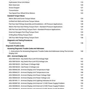 Pu&ograve; includere: Una pagina dettagliata di un manuale, che elenca specifiche tecniche e codici diagnostici. Il testo include numeri di serie, valori di coppia e procedure di risoluzione dei problemi per macchinari. Il numero di pagina &egrave; 3.