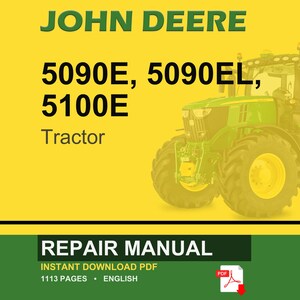May include: A John Deere tractor repair manual cover. The image shows a green tractor against a yellow backdrop. Text includes "JOHN DEERE", tractor model numbers, and "REPAIR MANUAL". The manual is available as an instant PDF download.
