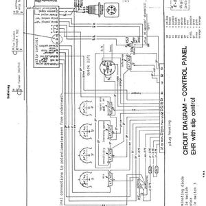 May include: A detailed circuit diagram for an EHR control panel with slip control, showing electrical components and labels. The diagram includes text, lines, and symbols, illustrating the internal workings of the system.