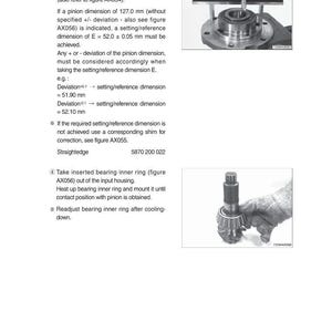 May include: Technical diagram showing the measurement of a mechanical component with a precision tool. The image also shows a close-up of a bearing inner ring. The text provides instructions for setting dimensions.