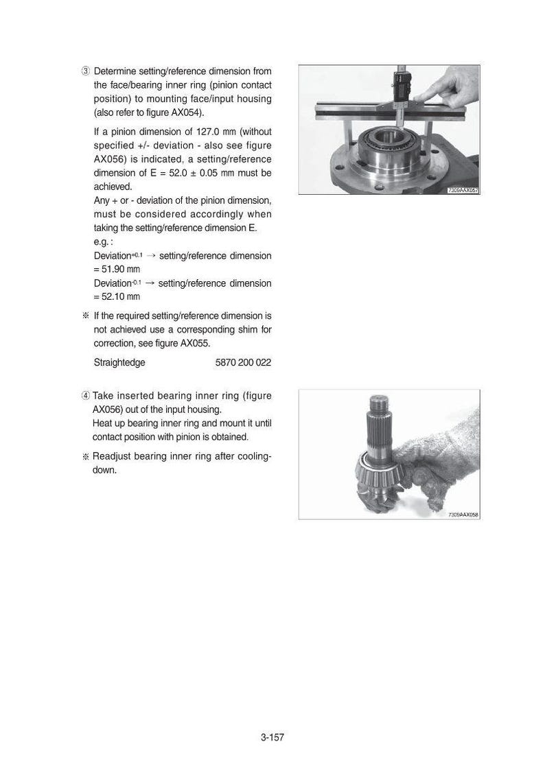 May include: Technical diagram showing the measurement of a mechanical component with a precision tool. The image also shows a close-up of a bearing inner ring. The text provides instructions for setting dimensions.
