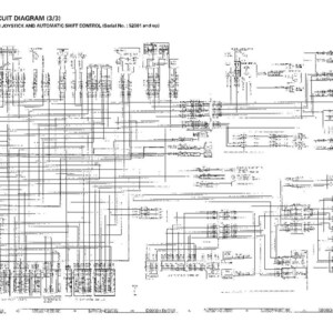 May include: A detailed electric circuit diagram, labeled as 3/3, for a machine with joystick and automatic shift control. The diagram is a complex network of lines and symbols, printed in black and white.
