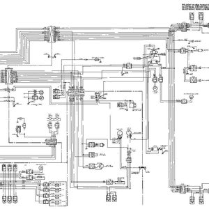 May include: A detailed black and white electrical circuit diagram for an electronic vehicle monitoring system. The diagram includes numerous lines, symbols, and text labels, providing a comprehensive visual representation of the system's components and connections.
