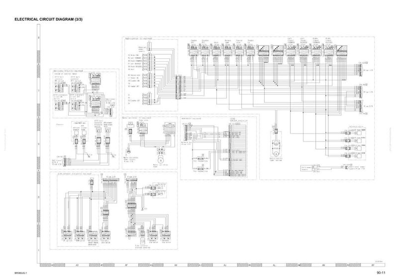 Puede incluir: Un diagrama de circuito el&eacute;ctrico detallado (3/3) en blanco y negro, con numerosos componentes interconectados, l&iacute;neas y etiquetas de texto. El diagrama es complejo, con m&uacute;ltiples secciones y esquemas detallados.