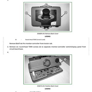 May include: Diagram of a monitor-controller with labels and arrows, showing the removal and positioning of the back cover and circuit board base. Includes text and part numbers.