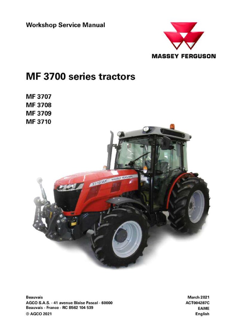 May include: A red and black Massey Ferguson MF 3700 series tractor. The image is a workshop service manual cover, with the Massey Ferguson logo and model numbers MF 3707, 3708, 3709, and 3710. The text "Workshop Service Manual" is at the top.