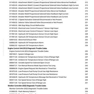 K&ouml;nnte beinhalten: Eine Seite aus einem Handbuch mit einer Liste von Diagnose-Fehlercodes f&uuml;r ein Motorsteuerger&auml;t. Der Text enth&auml;lt Codes zu Sensoren, Magnetventilen und Kommunikationsfehlern.