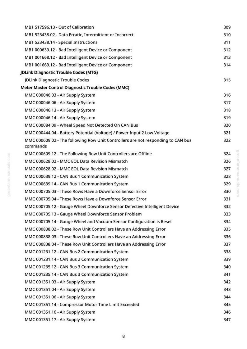 May include: A page from a manual with a list of diagnostic trouble codes, including codes for air supply systems, wheel speed, and sensor errors. The text is in black font on a white background.