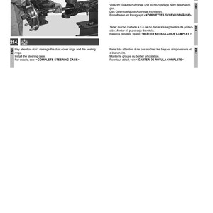 May include: An instructional diagram for automotive repair, featuring a differential unit and steering case. The image includes text in English, Italian, German, Spanish, and French, with instructions for installation and adjustment.