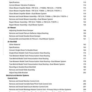 K&ouml;nnte beinhalten: Ein detailliertes Inhaltsverzeichnis aus einem Handbuch, mit wei&szlig;em Hintergrund und schwarzem Text. Das Dokument behandelt Themen wie Gebl&auml;sebaugruppe, Luftplenum, Luftverteiler und elektrische Systeme. Seitenzahlen sind rechts aufgef&uuml;hrt.