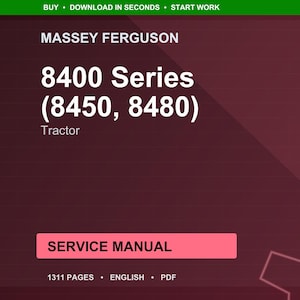 Manuale di servizio/riparazione per trattori Massey Ferguson serie 8400, 8450 e 8480 in formato PDF/Download immediato