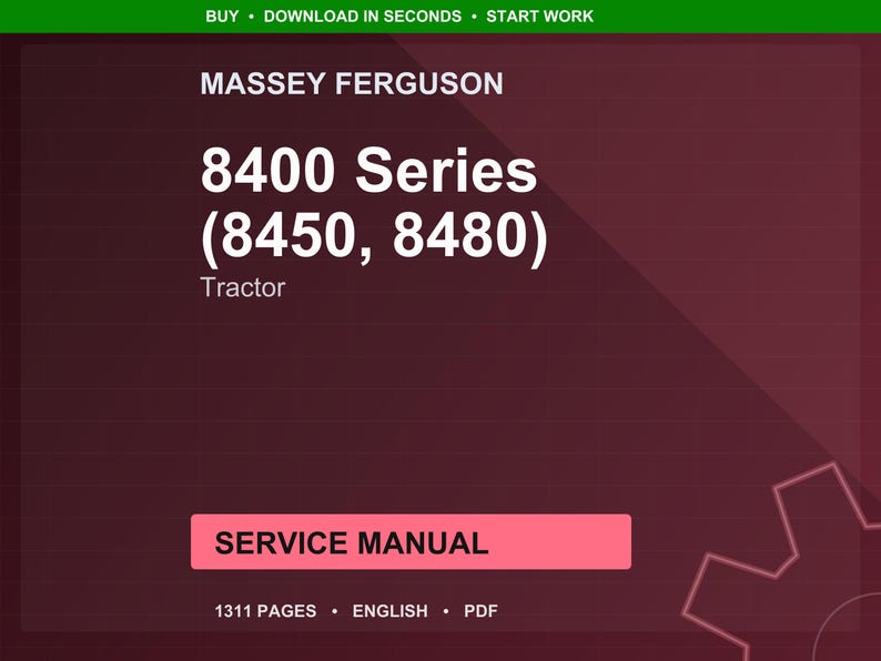 Massey Ferguson 8400 Serie 8450 8480 Traktor Service Handbuch PDF | Werkstattreparatur | Sofort Download Bild 1