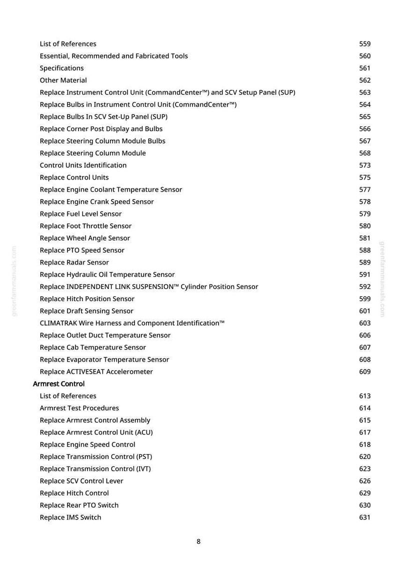 Puede incluir: Una p&aacute;gina de manual con una lista de referencias y especificaciones para varios componentes, incluyendo sensores, unidades de control y controles de apoyabrazos. Texto negro sobre fondo blanco.