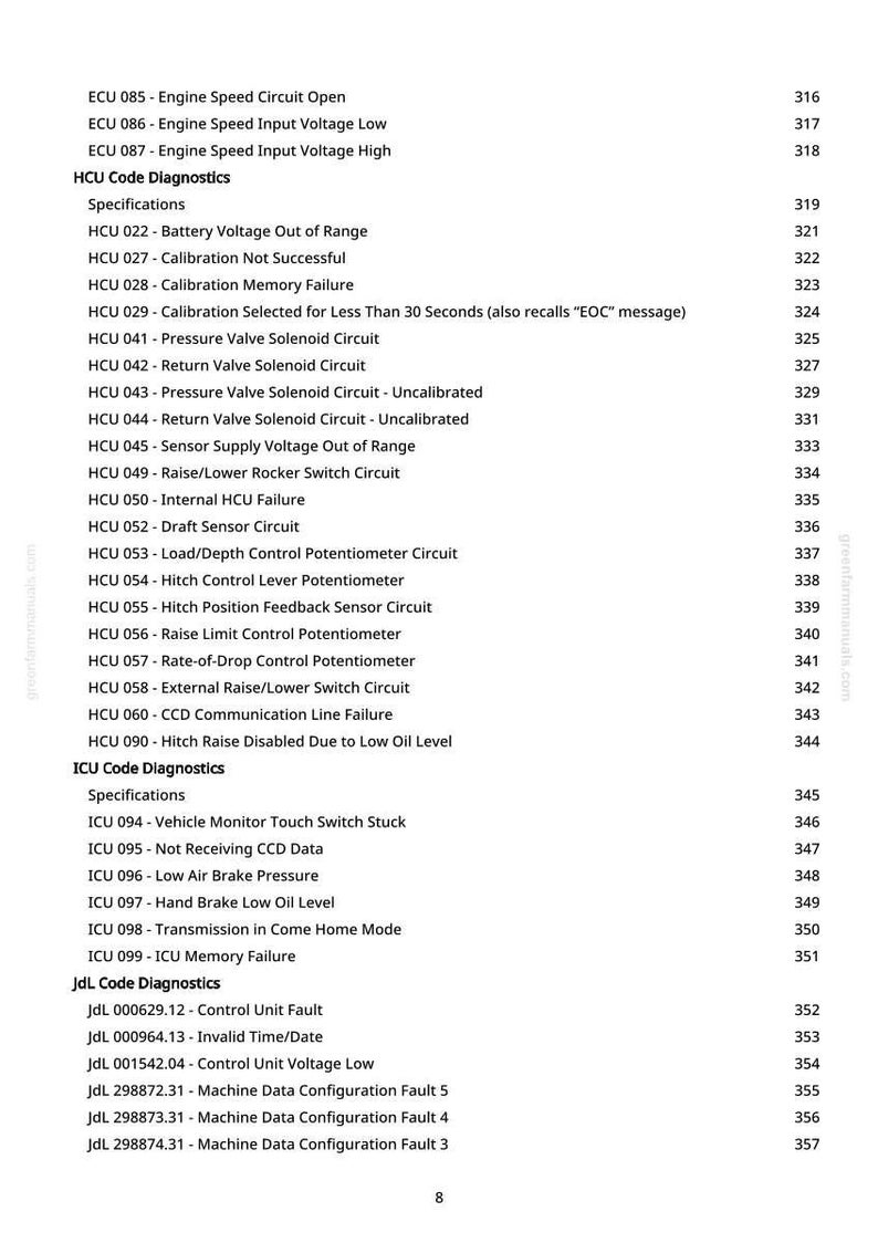 K&ouml;nnte beinhalten: Eine Seite aus einem Handbuch mit Diagnosecodes f&uuml;r Fahrzeugsysteme, einschlie&szlig;lich Motor-, HCU-, ICU- und JdL-Codes. Der Text ist schwarz auf wei&szlig;em Hintergrund.