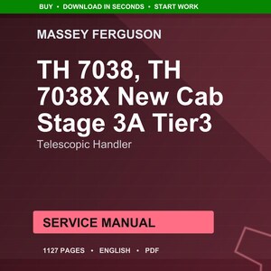 Massey ferguson Th 7038 7038x new cab stage 3a tier3 Telescopic handler Service Manual PDF | Workshop Repair | Instant Download image 1