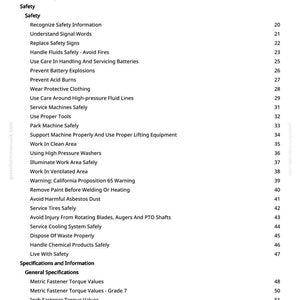 K&ouml;nnte beinhalten: Eine wei&szlig;e Seite mit dem Titel "Inhaltsverzeichnis" aus einem Handbuch. Die Tabelle listet Sicherheitsthemen auf, darunter der Umgang mit Fl&uuml;ssigkeiten, Batteriesicherheit und Schutzkleidung. Enth&auml;lt auch Spezifikationen und Informationen.