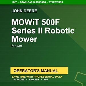 John Deere Mowit 500F Serie II Robotgräsklippare Bruksanvisning PDF | Ägarhandbok | Direkt nedladdning bild 1