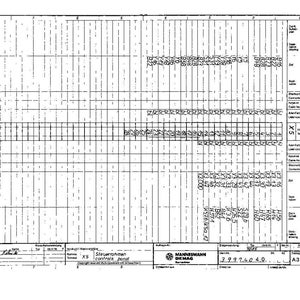 May include: A technical drawing with a grid layout, filled with text and numbers. The document includes the "MANNESMANN DEMAG" logo and the text "Steuerrahmen controls pond". The drawing is in black and white.