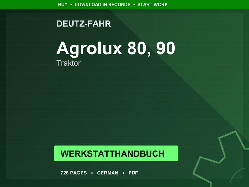 Manual de taller del tractor Deutz-Fahr Agrolux 80 90 en PDF / Servicio y reparación / Descarga instantánea imagen 1