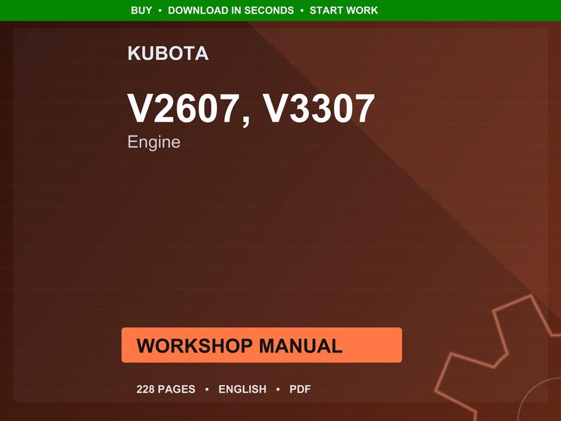 Kubota V2607 v3307 Engine Workshop Manual PDF | Service Repair | Instant Download image 1