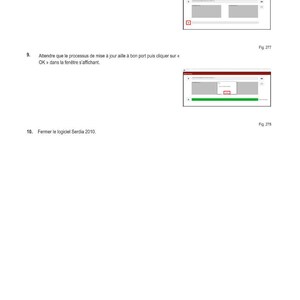 Puede incluir: Una p&aacute;gina con instrucciones para diagn&oacute;sticos y ajustes electr&oacute;nicos. El texto incluye pasos para hacer clic en un bot&oacute;n, esperar un proceso y cerrar el software. Se incluyen capturas de pantalla de ventanas de software.