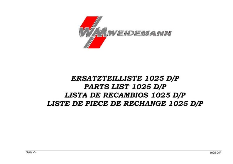 May include: A white background with the WM Weidemann logo, featuring a red and gray geometric design. Below the logo are the words "ERSATZTEILLISTE 1025 D/P", "PARTS LIST 1025 D/P", "LISTA DE RECAMBIOS 1025 D/P", and "LISTE DE PIECE DE RECHANGE 1025 D/P".