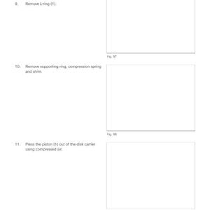K&ouml;nnte beinhalten: Seite eines technischen Handbuchs mit Demontageanweisungen. Sie beschreibt Schritte wie das Entfernen eines L-Rings und eines St&uuml;tzrings. Diagramme sind mit Fig. 97, Fig. 98 und Fig. 99 beschriftet. Die Seite enth&auml;lt auch die Nummer 3-165.