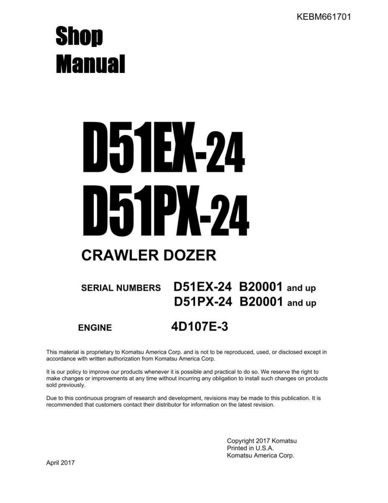 Komatsu D51EX-24 D51PX-24 Bandschaktmaskin 4D107E-3 Servicemanual bild 3