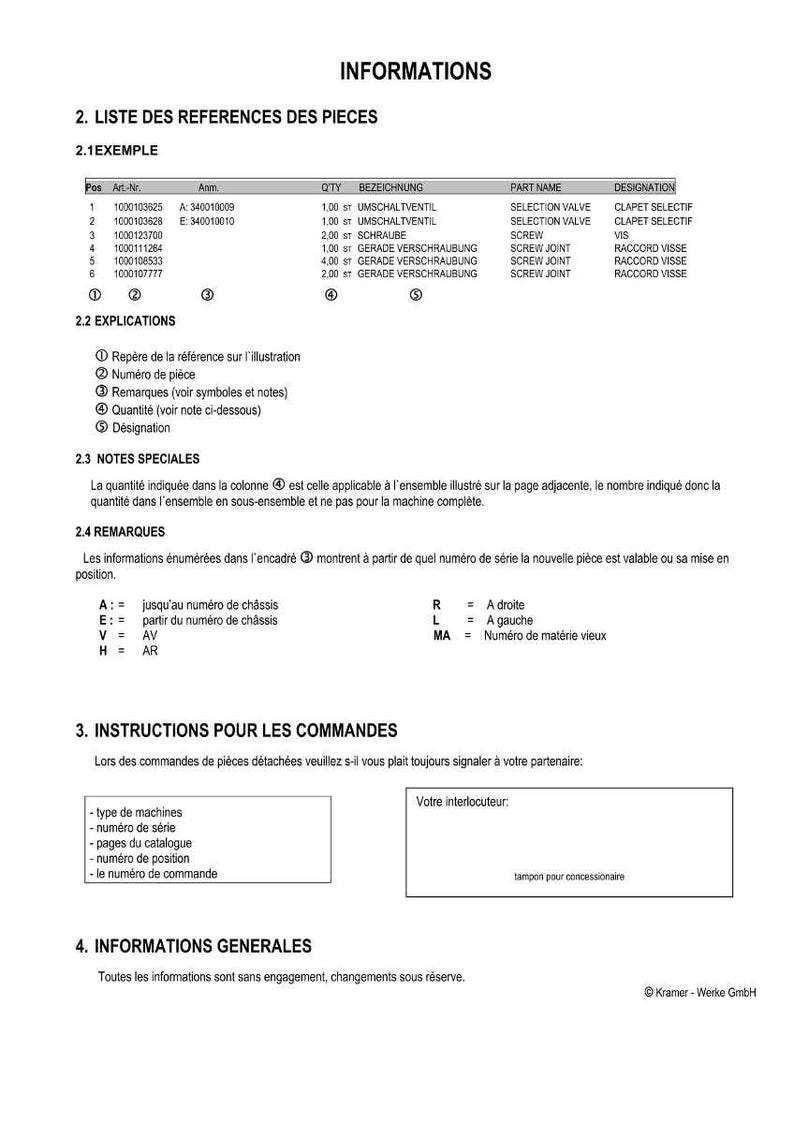 May include: A technical document titled "INFORMATIONS" in black text, detailing parts and specifications. It includes a parts list with item numbers, descriptions, and quantities. The document is in German and features diagrams and explanations.