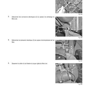 Puede incluir: Un diagrama en blanco y negro que ilustra un m&eacute;todo de intervenci&oacute;n mec&aacute;nica. La imagen muestra primeros planos de varios componentes, incluidos cables, sensores y filtros de aire, con texto en franc&eacute;s.