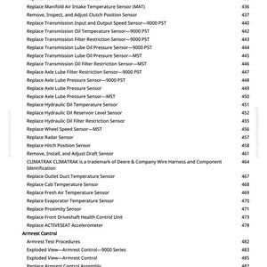 May include: A white page with a list of automotive repair and maintenance procedures, including sensor replacements and armrest control instructions. The text is in black, with a numbered list format.