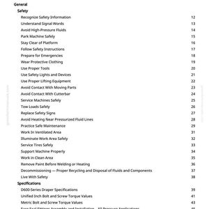 Peut inclure: Une page de manuel avec une table des mati&egrave;res. Le titre est "Table des mati&egrave;res". Les sujets incluent la s&eacute;curit&eacute;, la maintenance et les sp&eacute;cifications. Le texte est noir sur fond blanc.