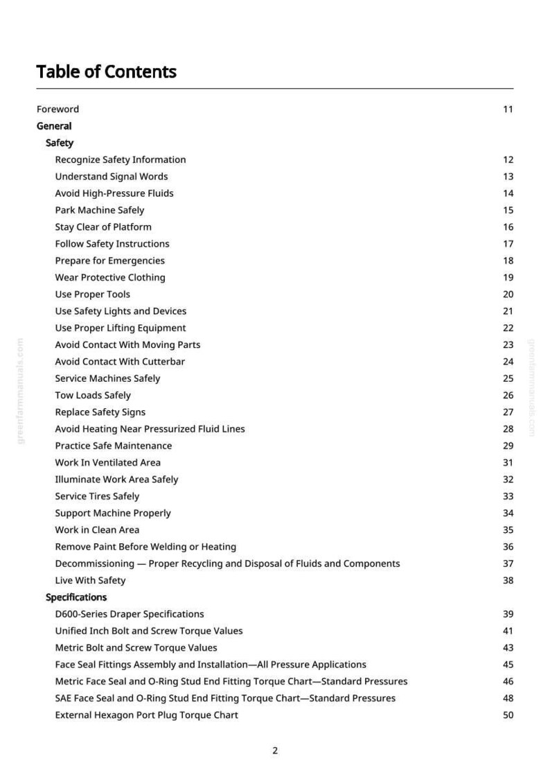 Peut inclure: Une page de manuel avec une table des mati&egrave;res. Le titre est "Table des mati&egrave;res". Les sujets incluent la s&eacute;curit&eacute;, la maintenance et les sp&eacute;cifications. Le texte est noir sur fond blanc.