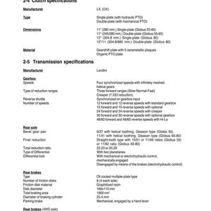 K&ouml;nnte beinhalten: Technische Spezifikationen f&uuml;r einen Traktor, einschlie&szlig;lich Kupplungs- und Getriebedetails. Das Dokument listet Hersteller, Typ, Abmessungen und Materialspezifikationen auf. Es enth&auml;lt auch Getriebegeschwindigkeiten, Untersetzungsbereiche und Informationen zur Hinterachse.