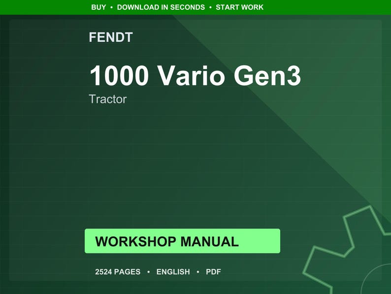 Fendt 1000 Vario gen3 Tractor Workshop Manual PDF | Service Repair | Instant Download image 1