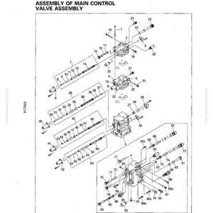 Pu&ograve; includere: Un diagramma esploso di un gruppo valvola di controllo principale, con etichette e numeri di parte. L'illustrazione in bianco e nero mostra vari componenti, tra cui valvole e bulloni, per la riparazione meccanica.