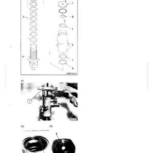 May include: An exploded diagram of mechanical parts, including a spring, various cylinders, and circular components. The image is a technical illustration with labels and numbers for each part. The diagram is in black and white.