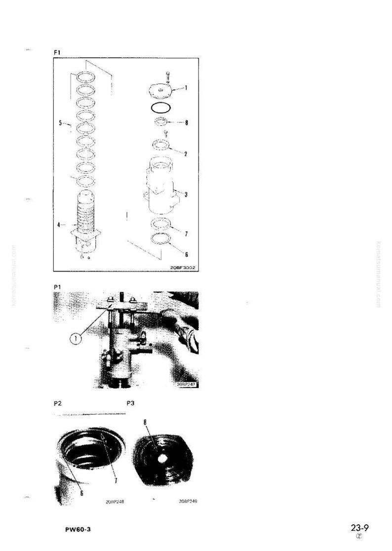 May include: An exploded diagram of mechanical parts, including a spring, various cylinders, and circular components. The image is a technical illustration with labels and numbers for each part. The diagram is in black and white.