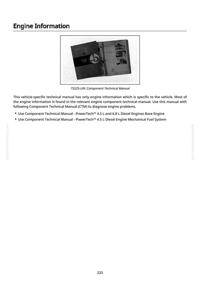 Puede incluir: Un manual t&eacute;cnico titulado "Informaci&oacute;n del motor" con el texto "TS225-UN: Manual t&eacute;cnico de componentes". El manual est&aacute; abierto, revelando diagramas y texto. El documento proporciona informaci&oacute;n sobre motores di&eacute;sel.