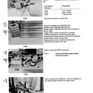 May include: Technical diagram with multiple sections detailing automotive components. Includes text and diagrams related to pressure sensors, electrical connections, and control systems. The image is in black and white.
